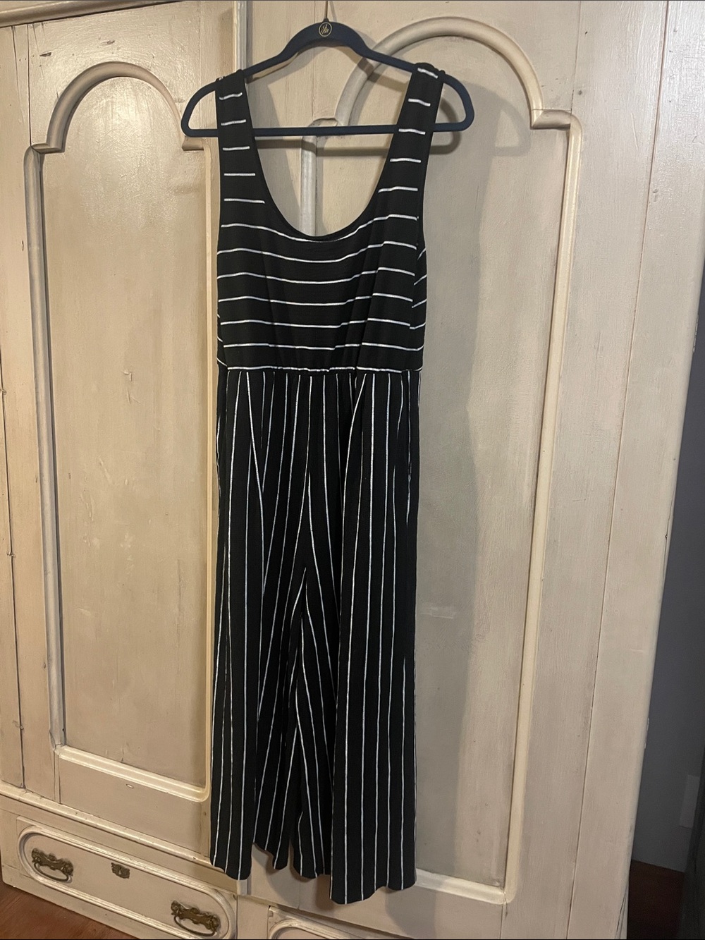My Michelle Black & White Striped Sleeveless Jumpsuit